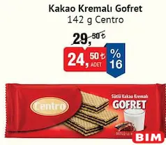 CENTRO KAKAO KREMALI GOFRET 142 G fiyat ve kampanya bilgisi